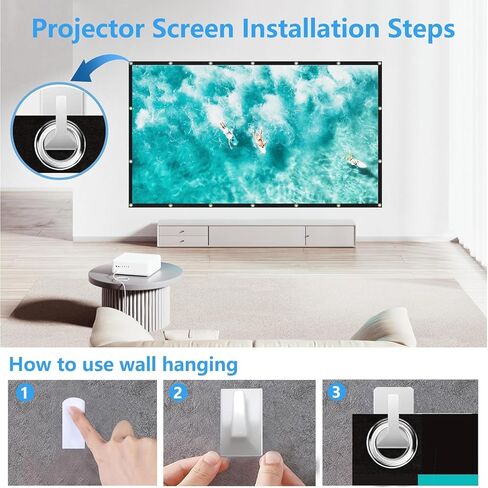 120-inch Projection Screen, Portable 4K Movie Screen, Wrinkle-Resistant, Easy-to-Install Outdoor Projection Screen, 16:9 Foldable and Washable, Suitable for use in Offices, Home theaters, Outdoors. in Saudi Arabia