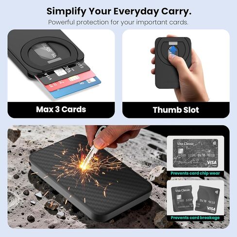 Nillkin MagSafe Wallet with Stand, Upgraded Carbon Fiber, RFID Blocking, Holds up to 3 Cards, Heavy Duty Hardshell, Magnetic Phone Wallet for iPhone 17/16/15 Pro Max Galaxy S26 Ultra Pixel 10, Black in Saudi Arabia