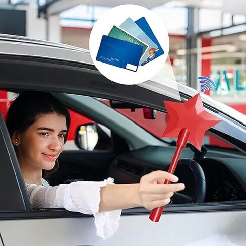 حامل بطاقات الدفع بدون تلامس بعصا سحرية مطبوعة ثلاثية الأبعاد، اضغط لدفع عصا البطاقة لسهولة الدفع، تصميم مبتكر ممتع للأطفال والكبار (أحمر) in Saudi Arabia