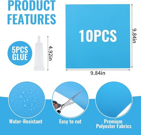 10 Pcs Bounce House Repair Kit Includes Blue Vinyl PVC Patches with 5 Adhesive Tubes Complete Vinyl Repair Patch Kit for Bounce Houses Inflatable Pools Boats and Other Air-Filled Items in Saudi Arabia