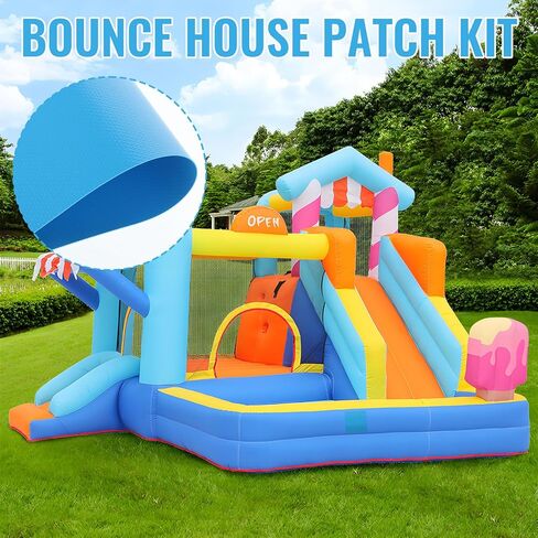 10 Pcs Bounce House Repair Kit Includes Blue Vinyl PVC Patches with 5 Adhesive Tubes Complete Vinyl Repair Patch Kit for Bounce Houses Inflatable Pools Boats and Other Air-Filled Items in Saudi Arabia