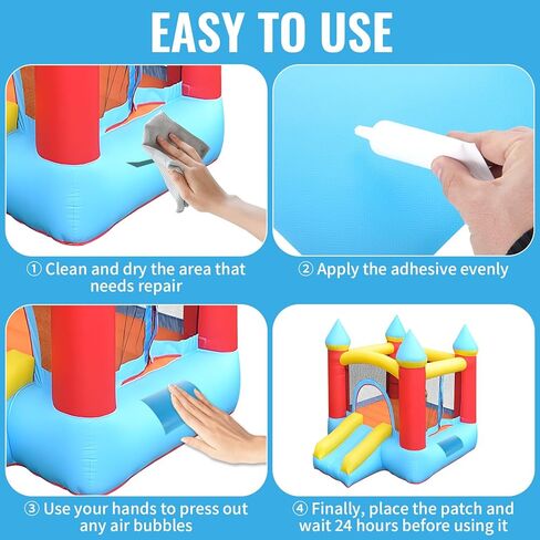 10 Pcs Bounce House Repair Kit Includes Blue Vinyl PVC Patches with 5 Adhesive Tubes Complete Vinyl Repair Patch Kit for Bounce Houses Inflatable Pools Boats and Other Air-Filled Items in Saudi Arabia
