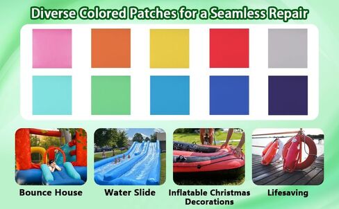 Inflatable Bounce House Toy Vinyl Repair Kit - 10 Durable 9.85x9.85 Inch Patches in Assorted Colors - A Quick and Easy Repair Solution for inflatables, rafts, and More（Glue not Included） in Saudi Arabia