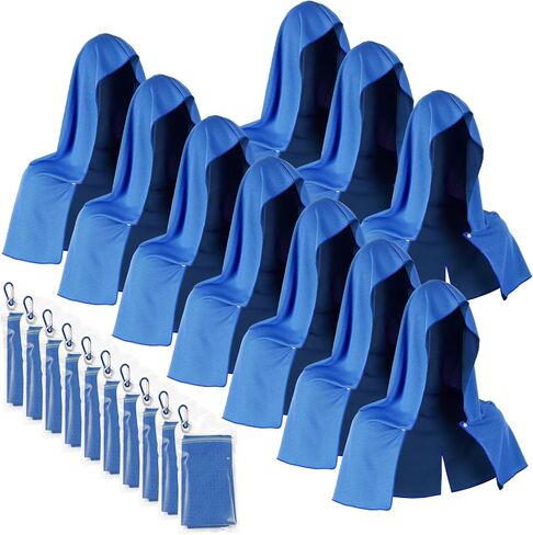 Breling 10 Pack Cooling Hoodie Towels for Neck and Face, UPF 50 Sun Protection and Evaporative Cool Technology, Ice Towels for Hot Weather Sport, Gym, Camping Summer Outdoor Activity(Multicolor) in Kuwait