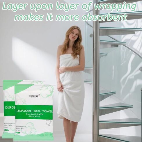 5 Pack Disposable Bath Towels Durable Large Portable Thicken Camping Towels for Travel Hotel Business Trip Swimming Pet Towels Sauna Spa Hot Spring Water Play 55''X27.5'' in Saudi Arabia