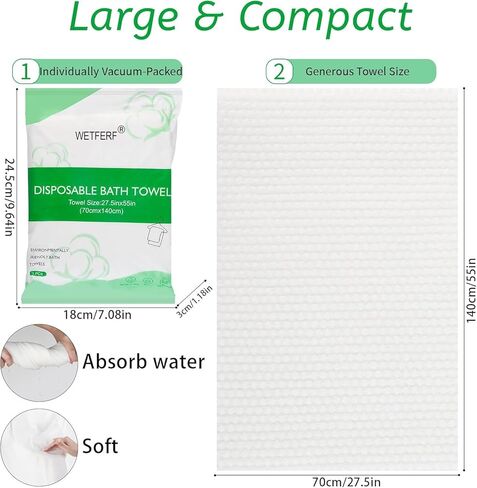 5 Pack Disposable Bath Towels Durable Large Portable Thicken Camping Towels for Travel Hotel Business Trip Swimming Pet Towels Sauna Spa Hot Spring Water Play 55''X27.5'' in Saudi Arabia