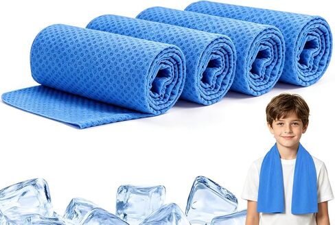 BobbleT Kids PVA Cooling Towels 4 Pack (30"x9") - Mini Instant Ice Cooling Towels for Neck & Face with UPF 50+ Sun Protection, Reusable Summer Heat Relief for Outdoor Activities, Pink in Saudi Arabia
