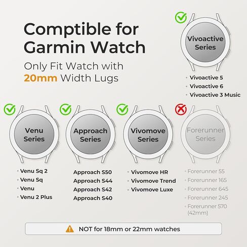 6 عبوات من أحزمة الساعة القابلة للتمدد مقاس 20 مم متوافقة مع Garmin Vivoactive 5/6، نسيج نايلون مرن وأشرطة رياضية بديلة قابلة للتعديل لـ Venu Sq 2 Vivomove Luxe Approach S50/S44/S42 للنساء والرجال in Saudi Arabia