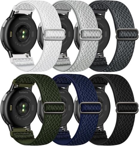 6 عبوات من أحزمة الساعة القابلة للتمدد مقاس 20 مم متوافقة مع Garmin Vivoactive 5/6، نسيج نايلون مرن وأشرطة رياضية بديلة قابلة للتعديل لـ Venu Sq 2 Vivomove Luxe Approach S50/S44/S42 للنساء والرجال in Saudi Arabia