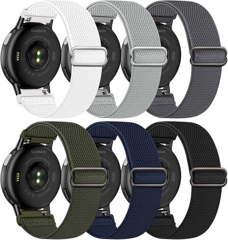 6 عبوات من أحزمة الساعة القابلة للتمدد مقاس 20 مم متوافقة مع Garmin Vivoactive 5/6، نسيج نايلون مرن وأشرطة رياضية بديلة قابلة للتعديل لـ Venu Sq 2 Vivomove Luxe Approach S50/S44/S42 للنساء والرجال in Saudi Arabia