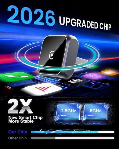 2026 Upgraded Wireless CarPlay Adapter for Apple iPhone iOS 10+, Fast Auto-Connection Wired to Wireless for Apple CarPlay Adapter Mini Size, USB-A/Type-C, Plug & Play, No Delay (Black) in Saudi Arabia