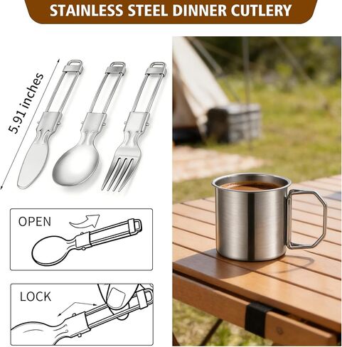 13Pcs Outdoor Camping Cookware Set, Lightweight Pot Pan with Stainless Steel Fork Spoon Kits、Cups and Plate, Perfect for Camping Trips and Climbing in Saudi Arabia