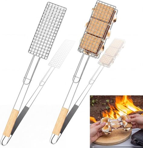 Gerrii 2 حزمة 33 "صانع ساندويتش المعسكر خفيف الوزن فطيرة الحديد بديل S'Mores صانع الوجه عموم مع مقبض طويل مقاوم للحرارة المحمولة Pudgy فطيرة طباخ شواء للتخييم Paninis النار حفرة المشي لمسافات طويلة in Saudi Arabia