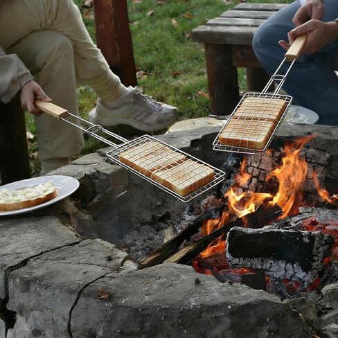 Gerrii 2 حزمة 33 "صانع ساندويتش المعسكر خفيف الوزن فطيرة الحديد بديل S'Mores صانع الوجه عموم مع مقبض طويل مقاوم للحرارة المحمولة Pudgy فطيرة طباخ شواء للتخييم Paninis النار حفرة المشي لمسافات طويلة in Saudi Arabia