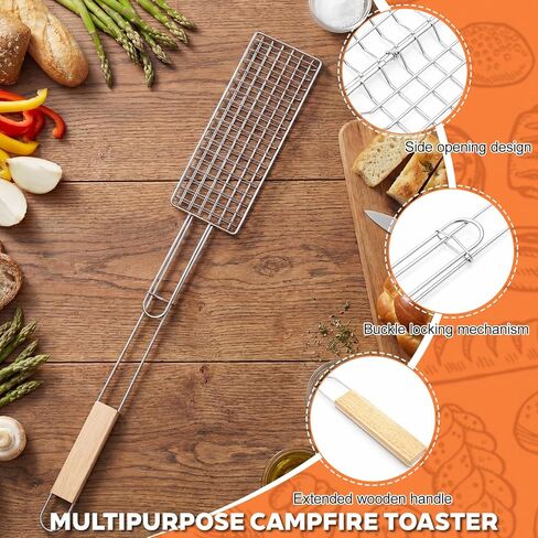 Gerrii 2 حزمة 33 "صانع ساندويتش المعسكر خفيف الوزن فطيرة الحديد بديل S'Mores صانع الوجه عموم مع مقبض طويل مقاوم للحرارة المحمولة Pudgy فطيرة طباخ شواء للتخييم Paninis النار حفرة المشي لمسافات طويلة in Saudi Arabia
