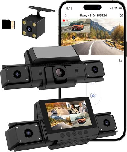 4 Channel 360 Dash Cam Front and Rear Inside & Left Right for Cars, 1080P with GPS 2.4GHz WiFi & APP Control, IR Night Vision, WDR, G-Sensor,Loop Recording, 24H Parking Mode,32GB Card for Taxi in Saudi Arabia