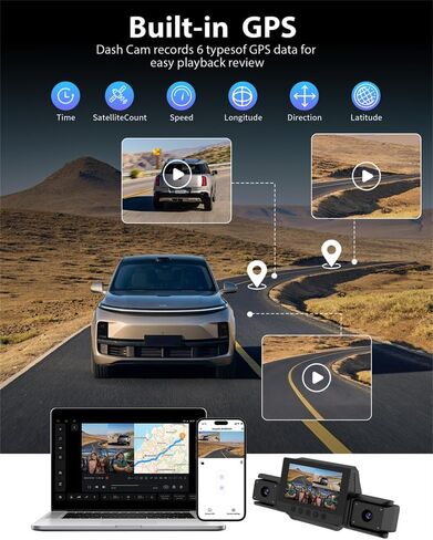 4 Channel 360 Dash Cam Front and Rear Inside & Left Right for Cars, 1080P with GPS 2.4GHz WiFi & APP Control, IR Night Vision, WDR, G-Sensor,Loop Recording, 24H Parking Mode,32GB Card for Taxi in Saudi Arabia