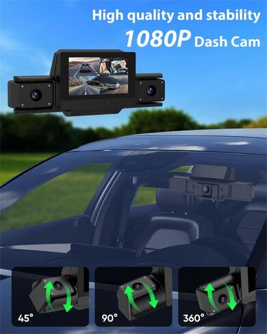 4 Channel 360 Dash Cam Front and Rear Inside & Left Right for Cars, 1080P with GPS 2.4GHz WiFi & APP Control, IR Night Vision, WDR, G-Sensor,Loop Recording, 24H Parking Mode,32GB Card for Taxi in Saudi Arabia