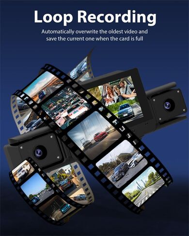 4 Channel 360 Dash Cam Front and Rear Inside & Left Right for Cars, 1080P with GPS 2.4GHz WiFi & APP Control, IR Night Vision, WDR, G-Sensor,Loop Recording, 24H Parking Mode,32GB Card for Taxi in Saudi Arabia