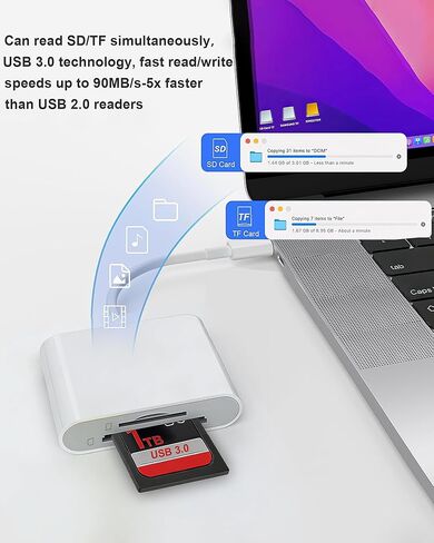 قارئ بطاقة SD لسلسلة iPhone 15/16/17 بفتحة مزدوجة USB 3.0 قارئ بطاقة الذاكرة المحمول USB C إلى SD Micro SD/TF محول بطاقة لأجهزة iPad Pro MacBook Android وكاميرا الكمبيوتر المحمول التوصيل والتشغيل in Kuwait