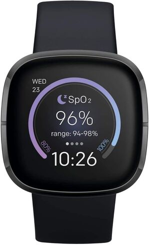 Fitbit Sense Health & Fitness Smartwatch W/GPS, Bluetooth Call/Text, Heart Rate SpO2, ECG, Skin Temperature & Stress Sensing (S & L Bands, 90 Day Premium Included) International Version (Graphite) in Saudi Arabia