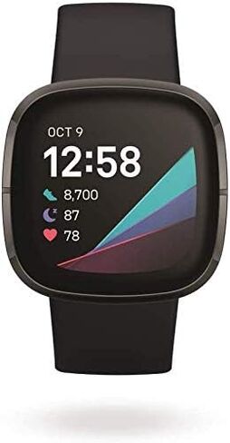 Fitbit Sense Health & Fitness Smartwatch W/GPS, Bluetooth Call/Text, Heart Rate SpO2, ECG, Skin Temperature & Stress Sensing (S & L Bands, 90 Day Premium Included) International Version (Graphite) in Saudi Arabia