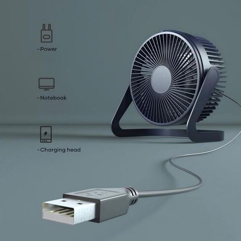 5in Portable USB Mini Fan, Strong Wind Quiet Operation, 360° Rotatable Cooling Fan for Home Office Desktop & Outdoor Use (Dark Blue) in Saudi Arabia