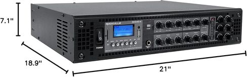 Rockville RCS180-6 Bundle: 180-Watt 6 Zone 70V Commercial Bluetooth Amplifier, (4) PEN-40T White 4 in Hanging Pendant Speakers for Bar Cafe, 5-Items in Saudi Arabia