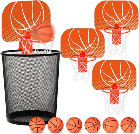 Honoson 3 Sets Indoor Trash Can Basketball Game Set Includes 3 Mini Clip on Basketball Hoop with Backboard 6 Inflatable Ball 3 Pump Kid Adult Office Decompression Christmas Toy Birthday Gift in Saudi Arabia