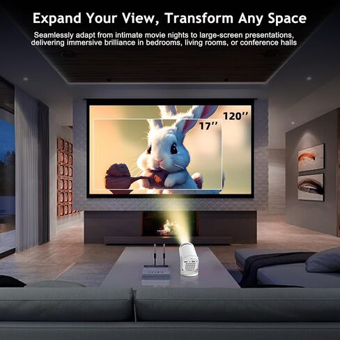 Wireless Mini Projector with WIFI 6 and 5G, 4K 1080P Support Portable Projector 180° Rotatable. 17"-140" Screen Video Projector. Compatible forSmartphone, Laptop, PC in Saudi Arabia