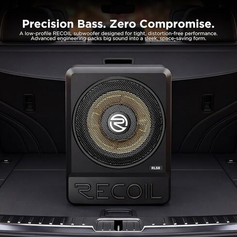 RECOIL RLS8 8" Ultra-Thin Powered Under Seat Car Subwoofer with Built-in Amplifier, Bass Remote Control Class D Mono Audio in Saudi Arabia