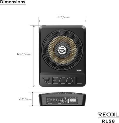 RECOIL RLS8 8" Ultra-Thin Powered Under Seat Car Subwoofer with Built-in Amplifier, Bass Remote Control Class D Mono Audio in Saudi Arabia