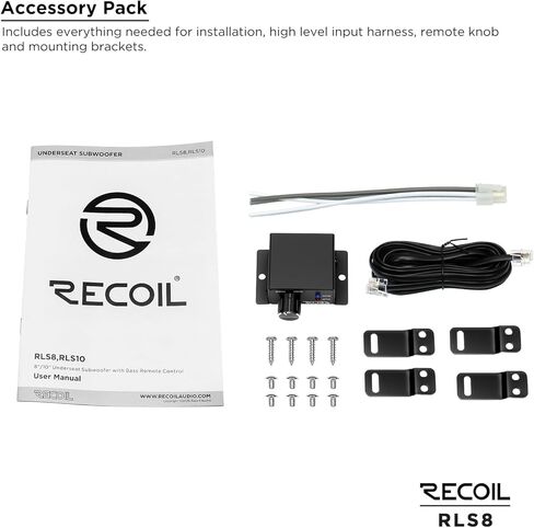 RECOIL RLS8 8" Ultra-Thin Powered Under Seat Car Subwoofer with Built-in Amplifier, Bass Remote Control Class D Mono Audio in Saudi Arabia