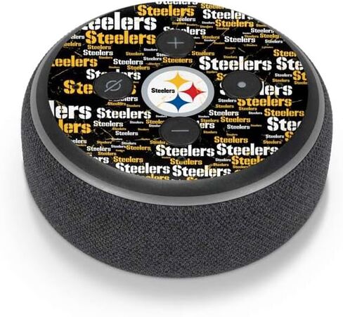ملصق صوتي من Skinit متوافق مع Amazon Echo Dot 3 - تصميم Black Blast مرخص رسميًا من NFL Pittsburgh Steelers in Kuwait