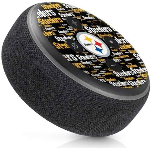 ملصق صوتي من Skinit متوافق مع Amazon Echo Dot 3 - تصميم Black Blast مرخص رسميًا من NFL Pittsburgh Steelers in Kuwait