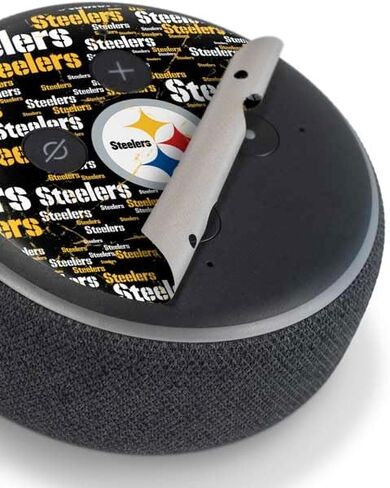 ملصق صوتي من Skinit متوافق مع Amazon Echo Dot 3 - تصميم Black Blast مرخص رسميًا من NFL Pittsburgh Steelers in Kuwait