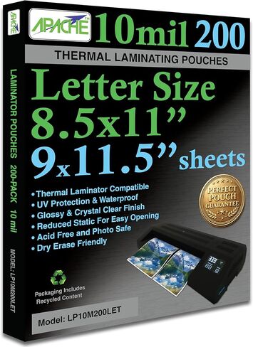 Apache 100 Pack Laminating Pouches 10 mil, Holds 11 x 17 Inch Menu Size (11.5 x 17.5 Inch Sheets), Office and School Supplies, Thermal Laminating Sheets, Super Clear, Round Corner in Saudi Arabia
