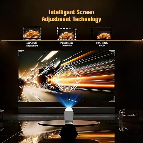 جهاز عرض صغير مع واي فاي وبلوتوث، جهاز عرض ذكي محمول يدعم 4K، تطبيقات Android 11 مدمجة، جهاز عرض أفلام قصير المدى 260 ANSI Auto Keystone لغرفة النوم، والتخييم، والاستخدام الخارجي in Kuwait