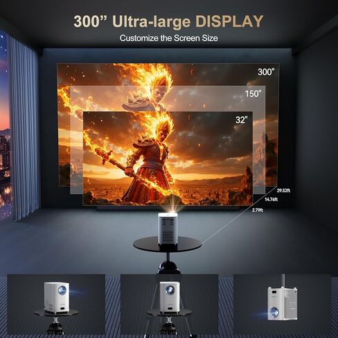 [تركيز كهربائي] جهاز عرض مزود بواي فاي وبلوتوث، أصلي 1080 بكسل 15000 لومن 4K مدعوم، جهاز عرض أفلام Agreago خارجي للمسرح المنزلي حتى 300 بوصة، لـ iOS/Android/TV Stick/HDMI/USB (أبيض) in Kuwait