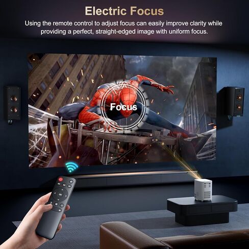 [تركيز كهربائي] جهاز عرض مزود بواي فاي وبلوتوث، أصلي 1080 بكسل 15000 لومن 4K مدعوم، جهاز عرض أفلام Agreago خارجي للمسرح المنزلي حتى 300 بوصة، لـ iOS/Android/TV Stick/HDMI/USB (أبيض) in Kuwait