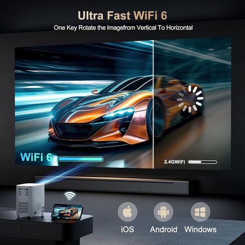 [تركيز كهربائي] جهاز عرض مزود بواي فاي وبلوتوث، أصلي 1080 بكسل 15000 لومن 4K مدعوم، جهاز عرض أفلام Agreago خارجي للمسرح المنزلي حتى 300 بوصة، لـ iOS/Android/TV Stick/HDMI/USB (أبيض) in Kuwait