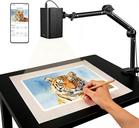 جهاز عرض فني للتتبع والرسم - واي فاي 5G والتحكم في الويب بدون تطبيق - جهاز عرض رسم رقمي مع حامل ثابت للفنانين، ديكور ملفات تعريف الارتباط - متوافق مع iOS/Android، يدعم الإنترنت/غير متصل in Saudi Arabia
