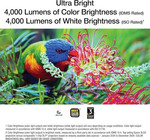 جهاز عرض Epson EX3290 3-Chip 3LCD WXGA، سطوع ألوان عالي 4000 لومن، سطوع أبيض 4000 لومن، 2x HDMI، مكبر صوت مدمج (متجدد) in Kuwait