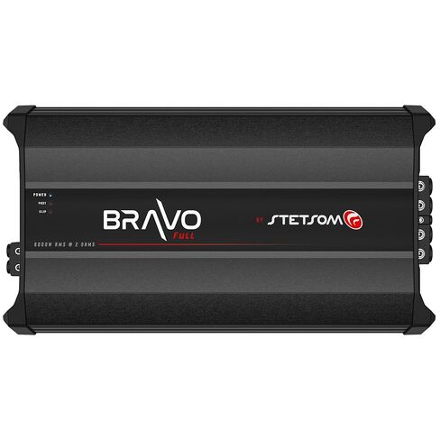 Stetsom Bravo Full 8000 2 Ohms Mono Car Amplifier, 8000.1 8K Watts RMS, 2Ω Stable Car Audio, HD Sound Quality, Crossover & Bass Boost, Car Stereo Speaker Subwoofer MD, Smart Coolers in Saudi Arabia