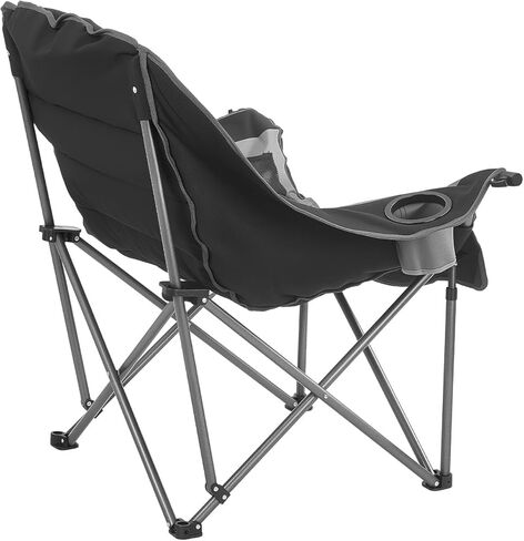 VEVOR Oversized Camping Chairs, 450 lbs Heavy Duty Support, Portable Padded Folding Camp Chairs with Dual Cup Holders & Wine Glass Holders, Carry Bag for Outdoor, Fishing, Black & Gray, 1 Pack in Saudi Arabia