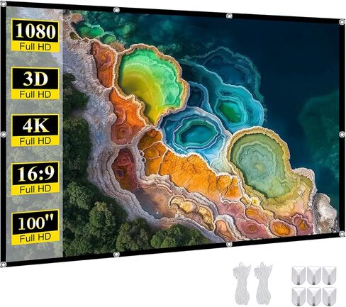 شاشة عرض محمولة قابلة للطي 100 بوصة 16:9 4K HD مضادة للتجاعيد للاستخدام الداخلي والخارجي تدعم أفلام الإسقاط على الوجهين in Saudi Arabia