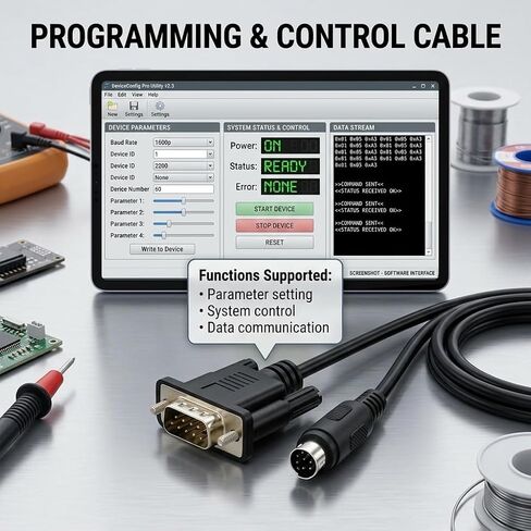 كابل ذكر MD8 8-pin ذكر إلى DB9 9-pin Male للوحة اللمس Mitsubishi GT11/GT15 مع كابل FX3U/FX2N/FX1N GT01-C30R4-8P RS422 كابل بيانات التحكم في البرمجة - 1.8 متر in Kuwait