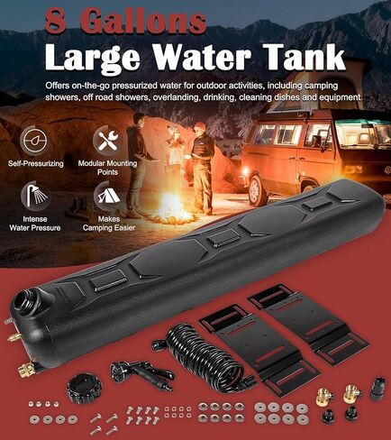 Portable 8-Gallon Pressurized Water Tank for Camping Showers, Roof-Rack Shower, Overlanding, Water Storage & Outdoor Activities Water Supply - Roof Rack Mount for Trucks & Off Road Vehicles in Saudi Arabia