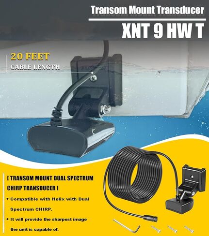 XNT-9-HW-T Transom Temperature Transducer for Humminbird Helix 5/7/8/9/10/12 with Dual Spectrum Chirp Sonar 710274-1, 20 Feet Cable Length MEGA Imaging Shallow to Deep Water in Saudi Arabia