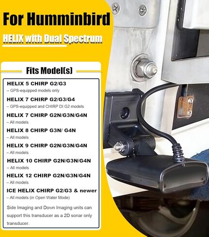 XNT-9-HW-T Transom Temperature Transducer for Humminbird Helix 5/7/8/9/10/12 with Dual Spectrum Chirp Sonar 710274-1, 20 Feet Cable Length MEGA Imaging Shallow to Deep Water in Saudi Arabia
